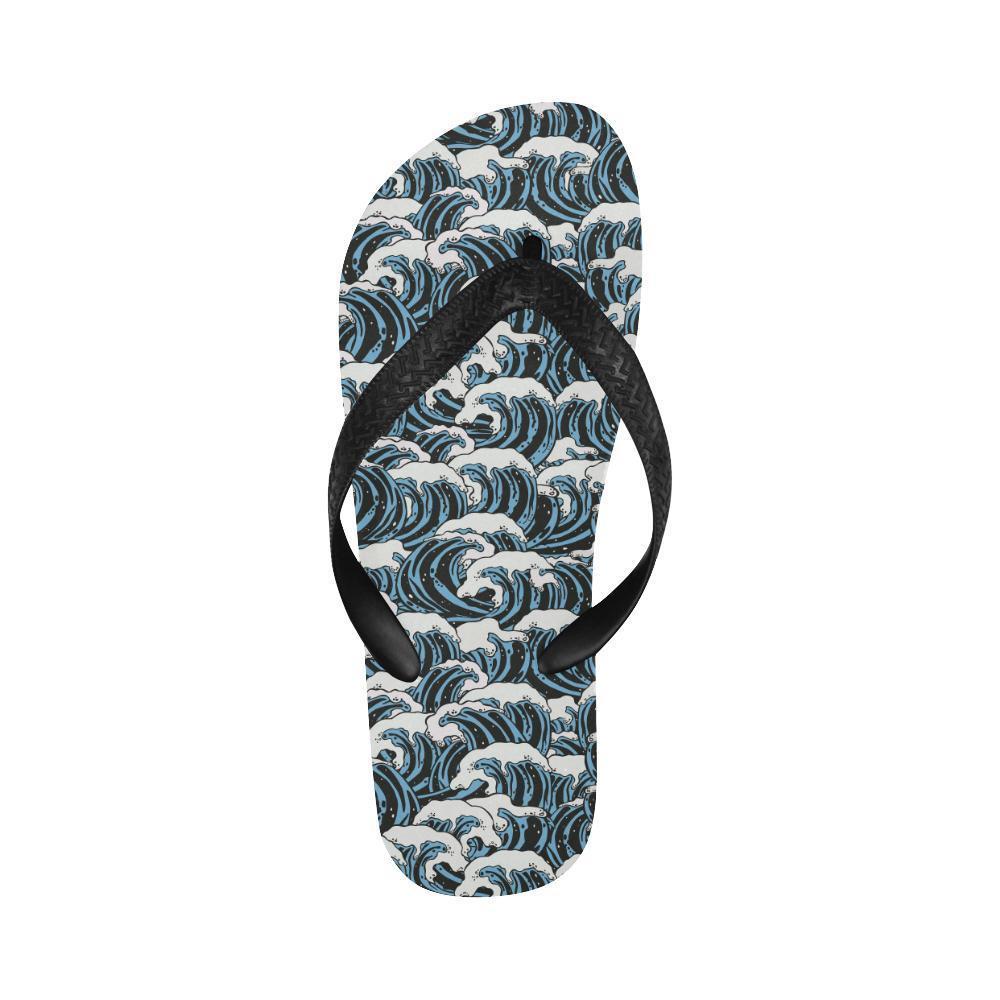 Surf Wave Pattern Print Flip Flops-JTAMIGO.COM