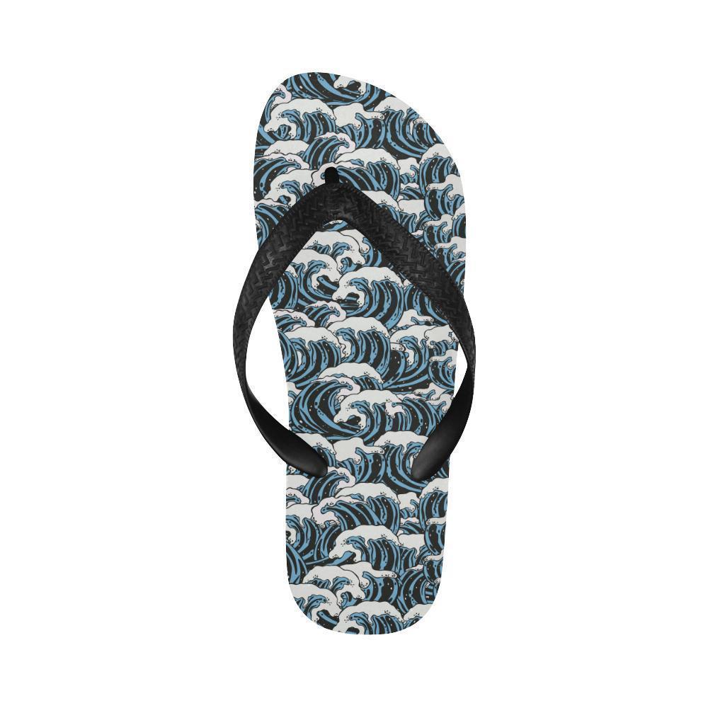 Surf Wave Pattern Print Flip Flops-JTAMIGO.COM