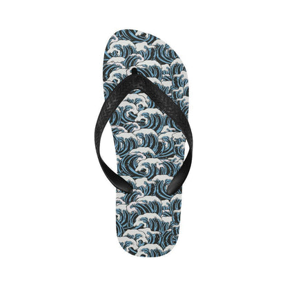 Surf Wave Pattern Print Flip Flops-JTAMIGO.COM
