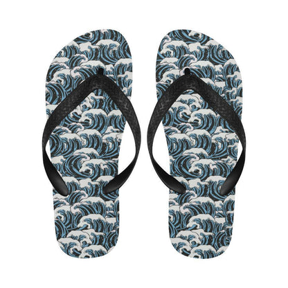 Surf Wave Pattern Print Flip Flops-JTAMIGO.COM