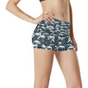 Surf Wave Pattern Print High Waisted Spandex Shorts-JTAMIGO.COM