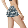 Surf Wave Pattern Print High Waisted Spandex Shorts-JTAMIGO.COM