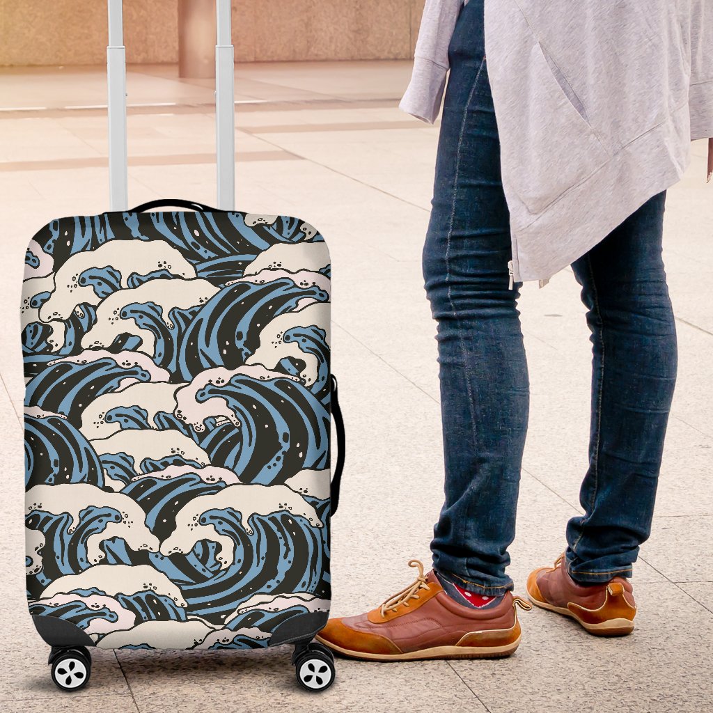 Surf Wave Pattern Print Luggage Cover Protector