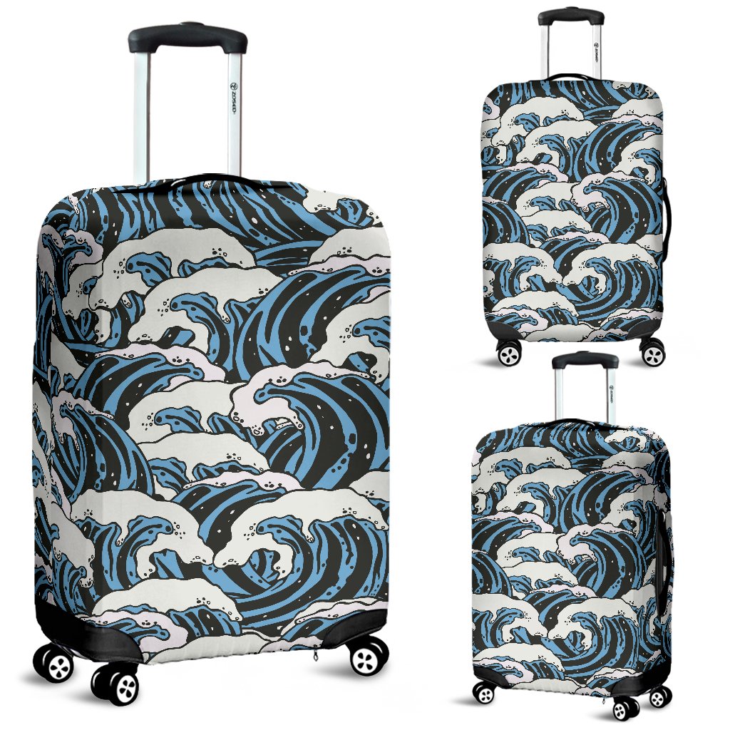 Surf Wave Pattern Print Luggage Cover Protector