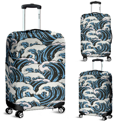Surf Wave Pattern Print Luggage Cover Protector