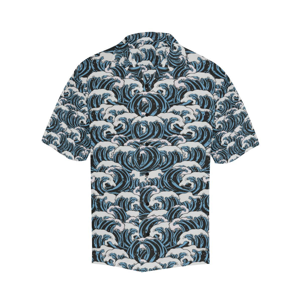 Surf Wave Pattern Print Men Aloha Hawaiian Shirt