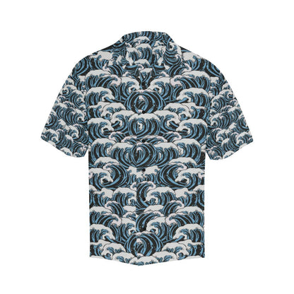 Surf Wave Pattern Print Men Aloha Hawaiian Shirt