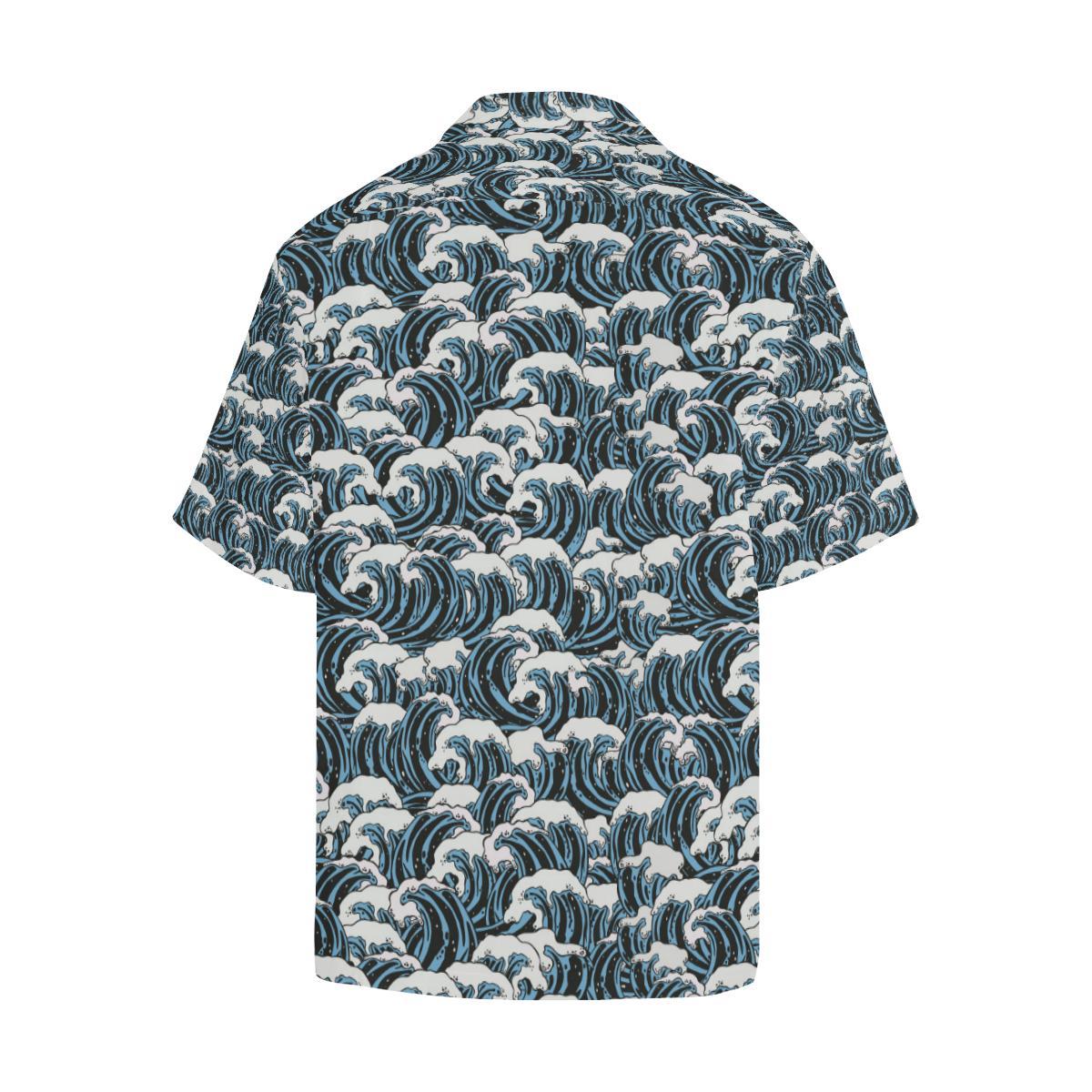 Surf Wave Pattern Print Men Aloha Hawaiian Shirt