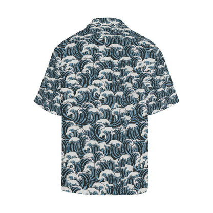 Surf Wave Pattern Print Men Aloha Hawaiian Shirt