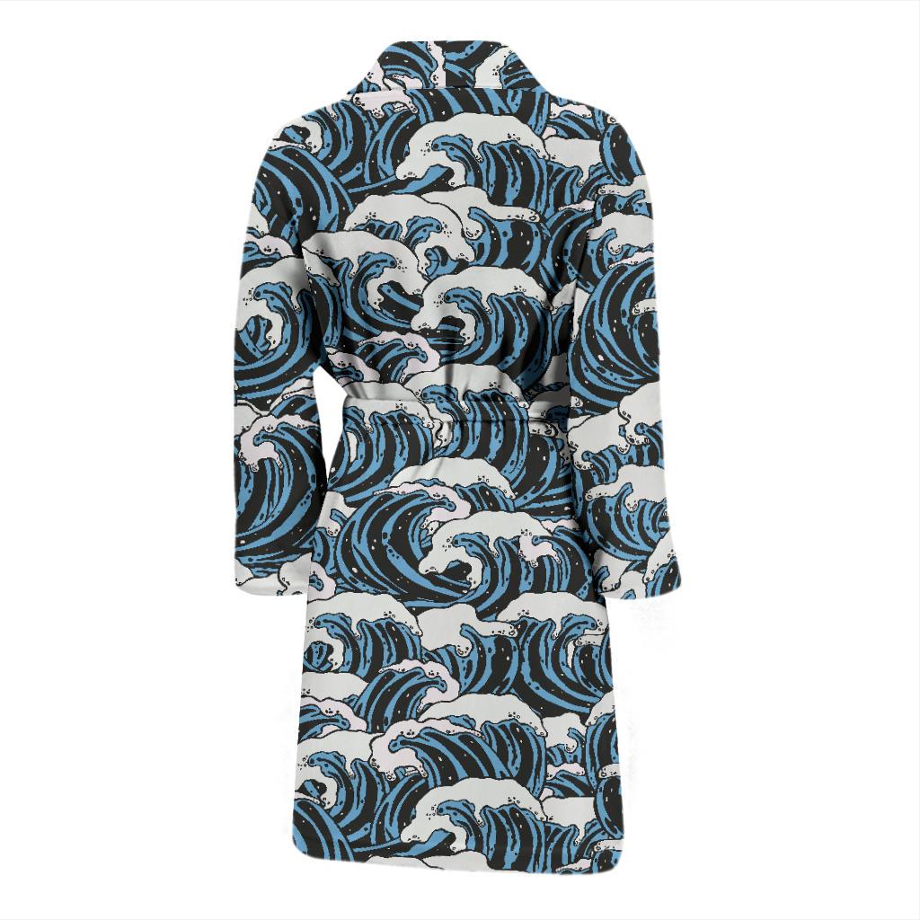 Surf Wave Pattern Print Men Bath Robe-JTAMIGO.COM