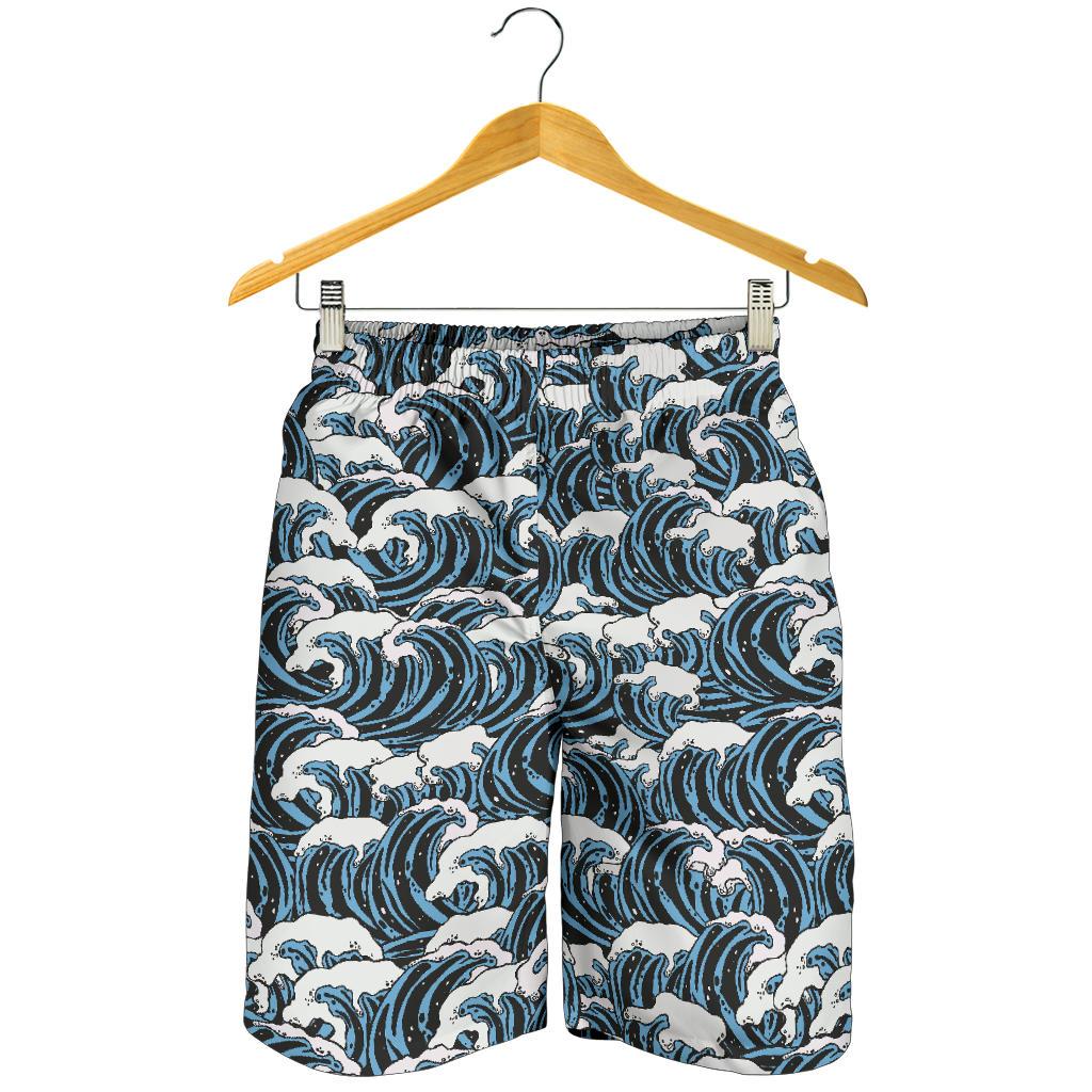 Surf Wave Pattern Print Mens Shorts-JTAMIGO.COM