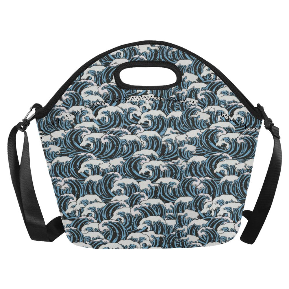 Surf Wave Pattern Print Neoprene Lunch Bag (Model 1669)(Large)-JTAMIGO.COM