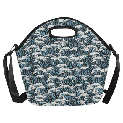Surf Wave Pattern Print Neoprene Lunch Bag (Model 1669)(Large)-JTAMIGO.COM