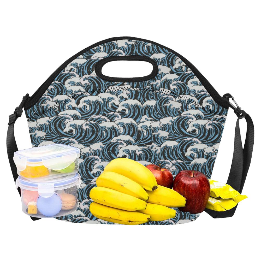 Surf Wave Pattern Print Neoprene Lunch Bag (Model 1669)(Large)-JTAMIGO.COM