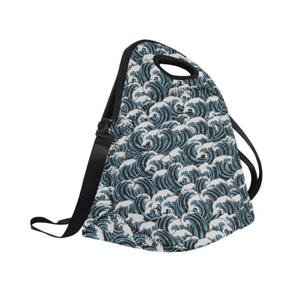 Surf Wave Pattern Print Neoprene Lunch Bag (Model 1669)(Large)-JTAMIGO.COM