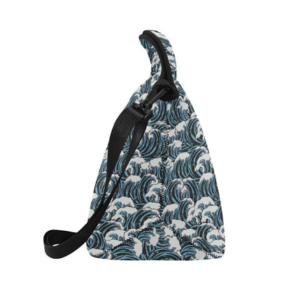 Surf Wave Pattern Print Neoprene Lunch Bag (Model 1669)(Large)-JTAMIGO.COM