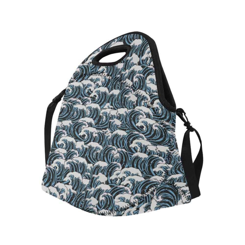 Surf Wave Pattern Print Neoprene Lunch Bag (Model 1669)(Large)-JTAMIGO.COM