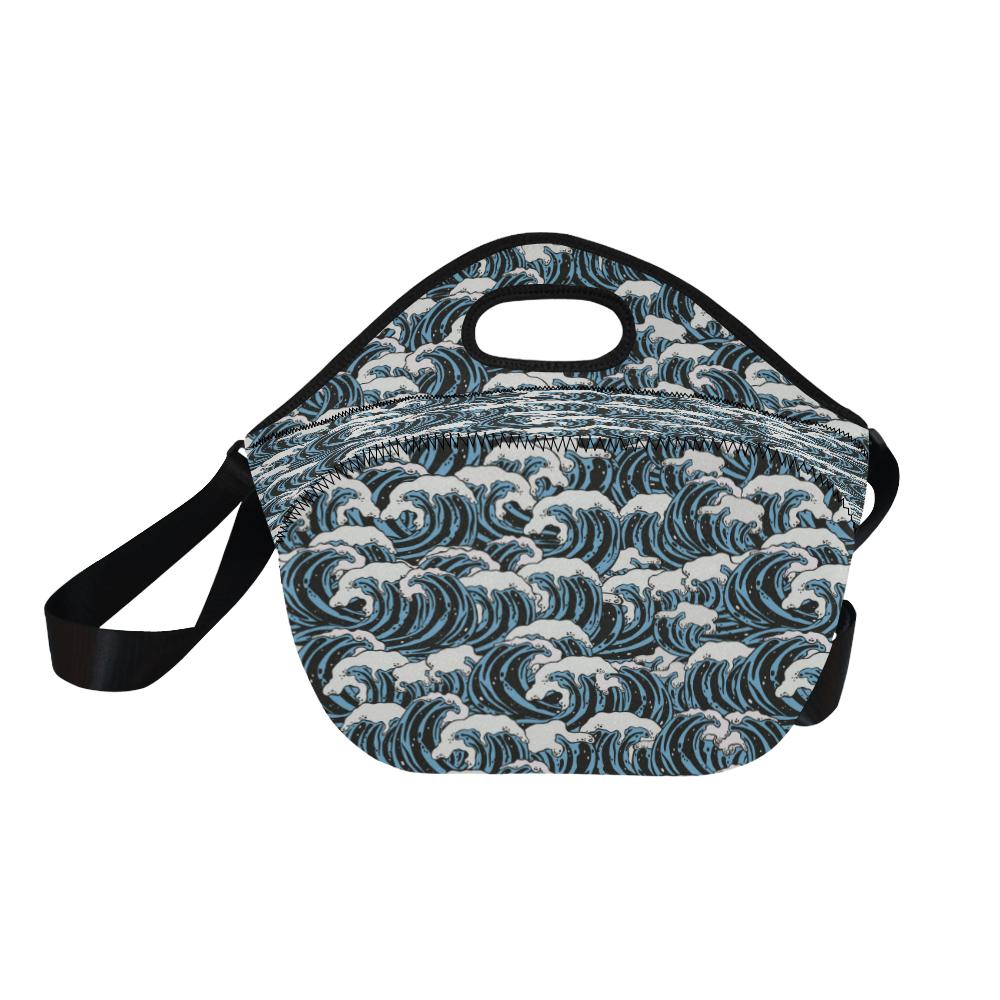 Surf Wave Pattern Print Neoprene Lunch Bag (Model 1669)(Large)-JTAMIGO.COM