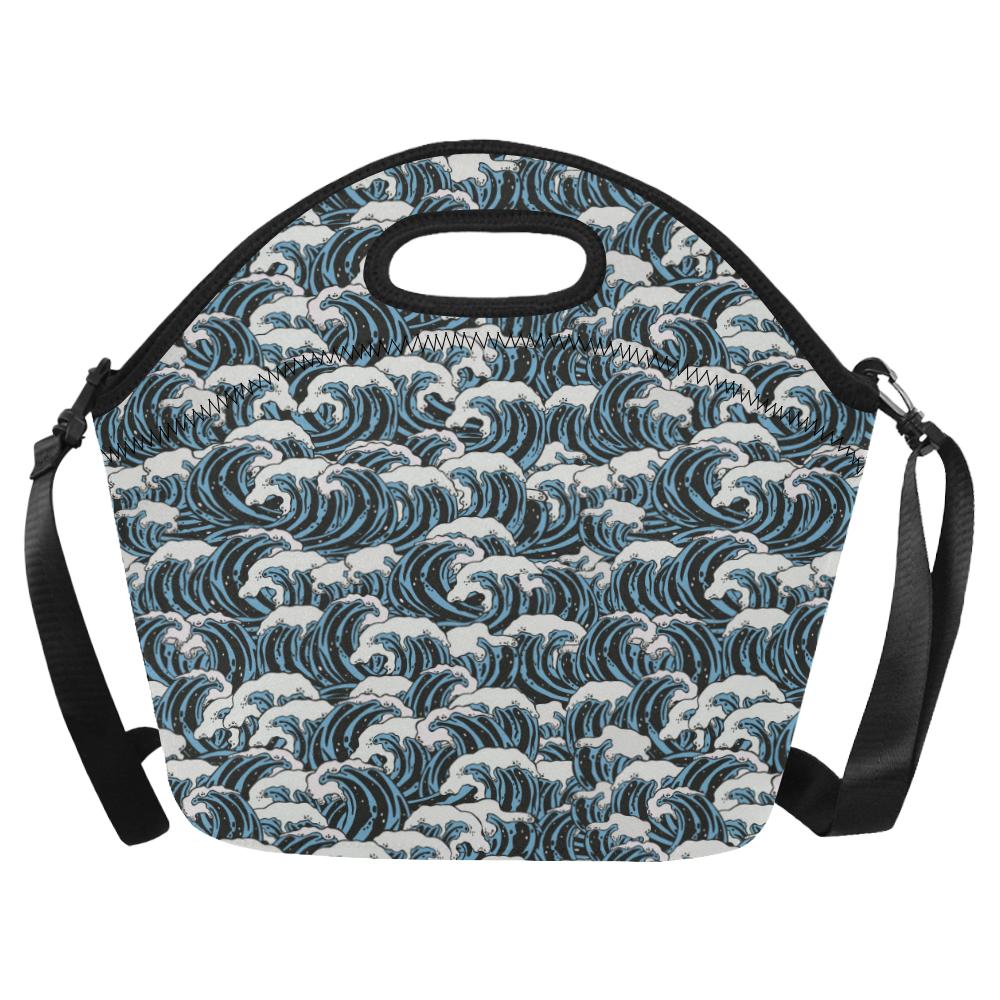 Surf Wave Pattern Print Neoprene Lunch Bag (Model 1669)(Large)-JTAMIGO.COM