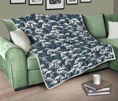 Surf Wave Pattern Print Premium Quilt-JTAMIGO.COM