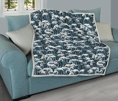 Surf Wave Pattern Print Premium Quilt-JTAMIGO.COM
