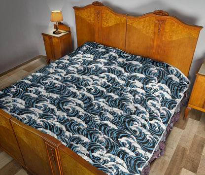 Surf Wave Pattern Print Premium Quilt-JTAMIGO.COM