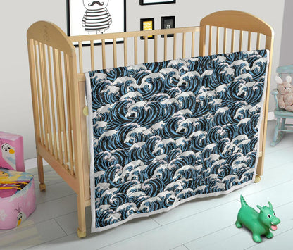 Surf Wave Pattern Print Premium Quilt-JTAMIGO.COM