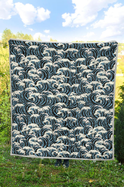 Surf Wave Pattern Print Premium Quilt-JTAMIGO.COM