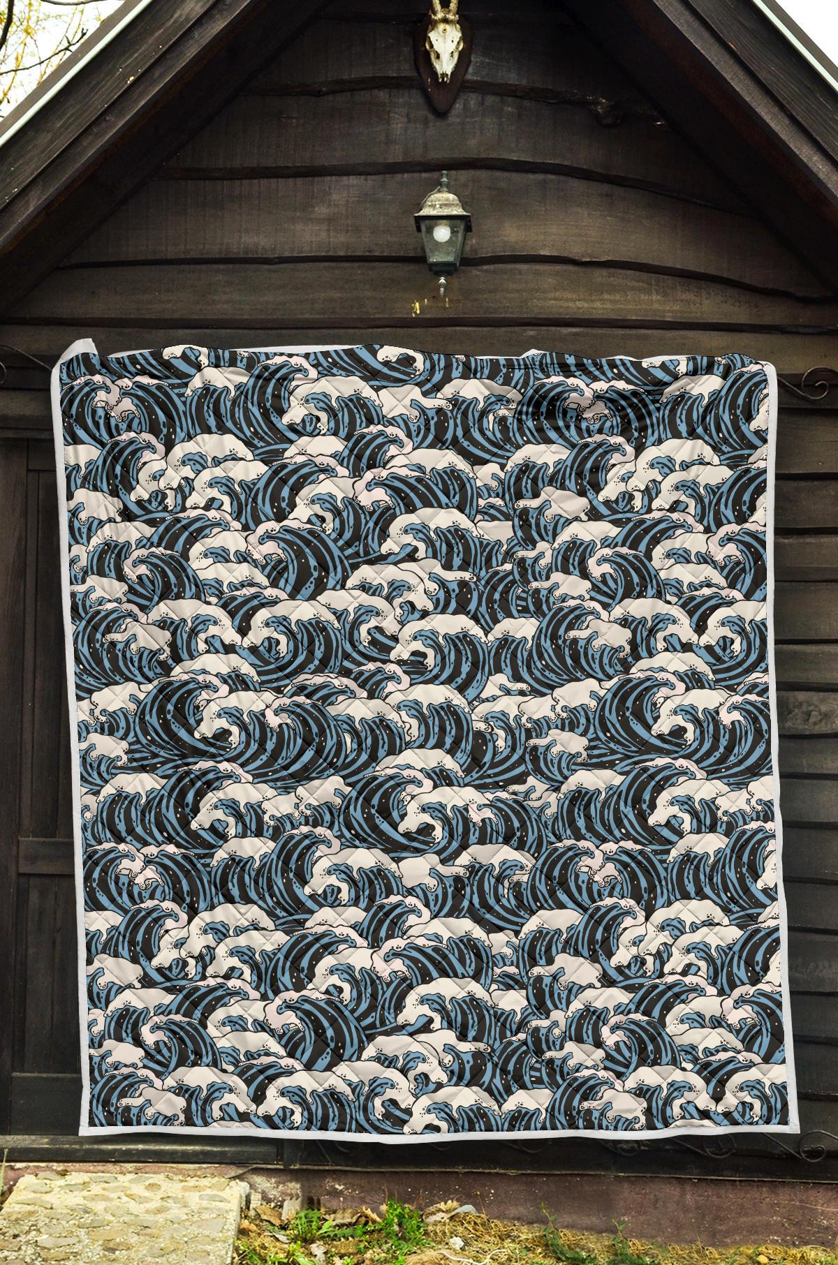 Surf Wave Pattern Print Premium Quilt-JTAMIGO.COM