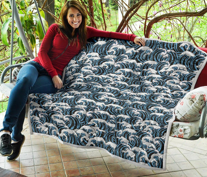 Surf Wave Pattern Print Premium Quilt-JTAMIGO.COM
