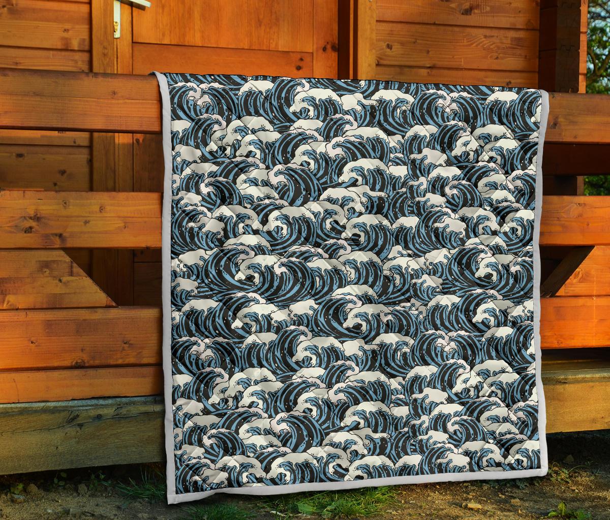 Surf Wave Pattern Print Premium Quilt-JTAMIGO.COM