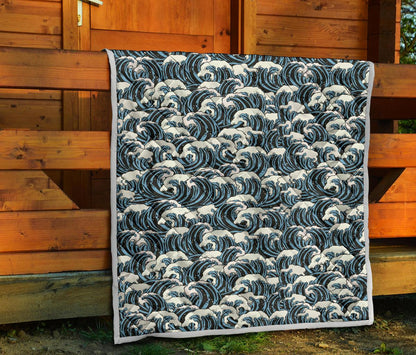 Surf Wave Pattern Print Premium Quilt-JTAMIGO.COM