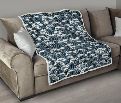 Surf Wave Pattern Print Premium Quilt-JTAMIGO.COM