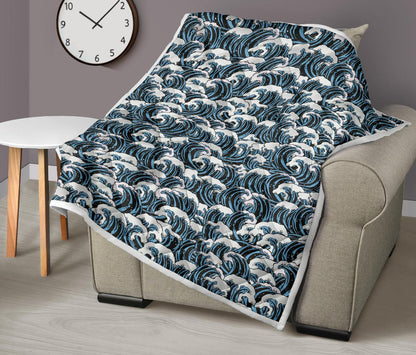 Surf Wave Pattern Print Premium Quilt-JTAMIGO.COM
