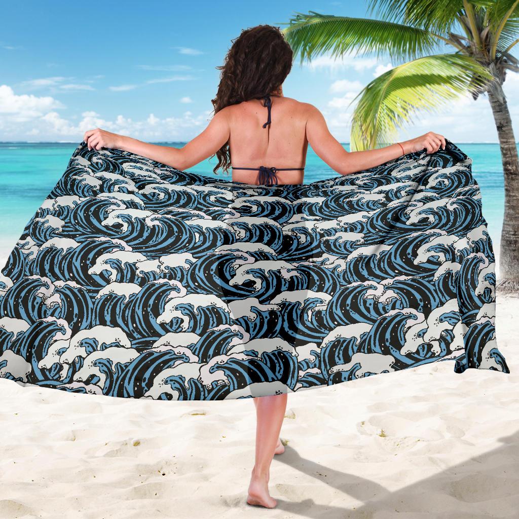 Surf Wave Pattern Print Sarong Pareo Wrap