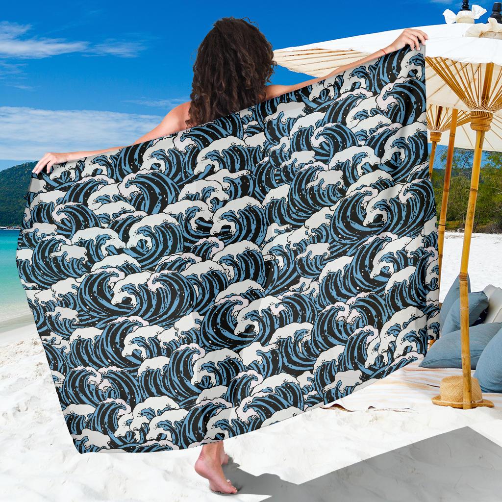 Surf Wave Pattern Print Sarong Pareo Wrap