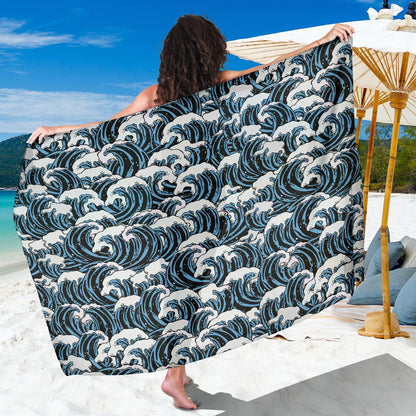 Surf Wave Pattern Print Sarong Pareo Wrap