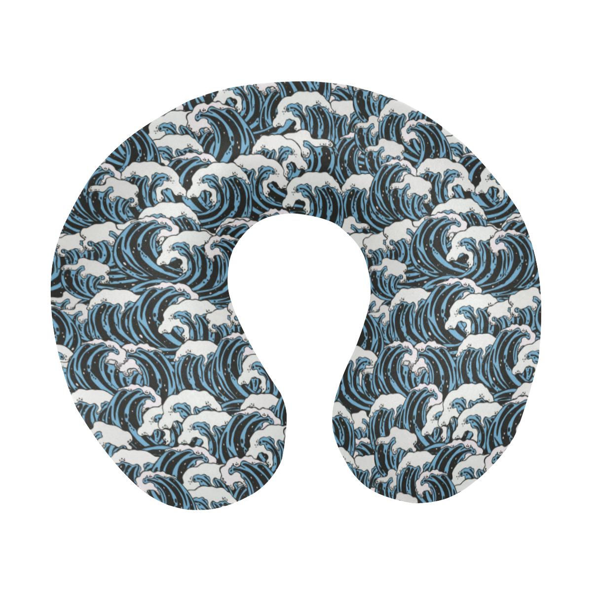 Surf Wave Pattern Print U-Shaped Travel Neck Pillow-JTAMIGO.COM
