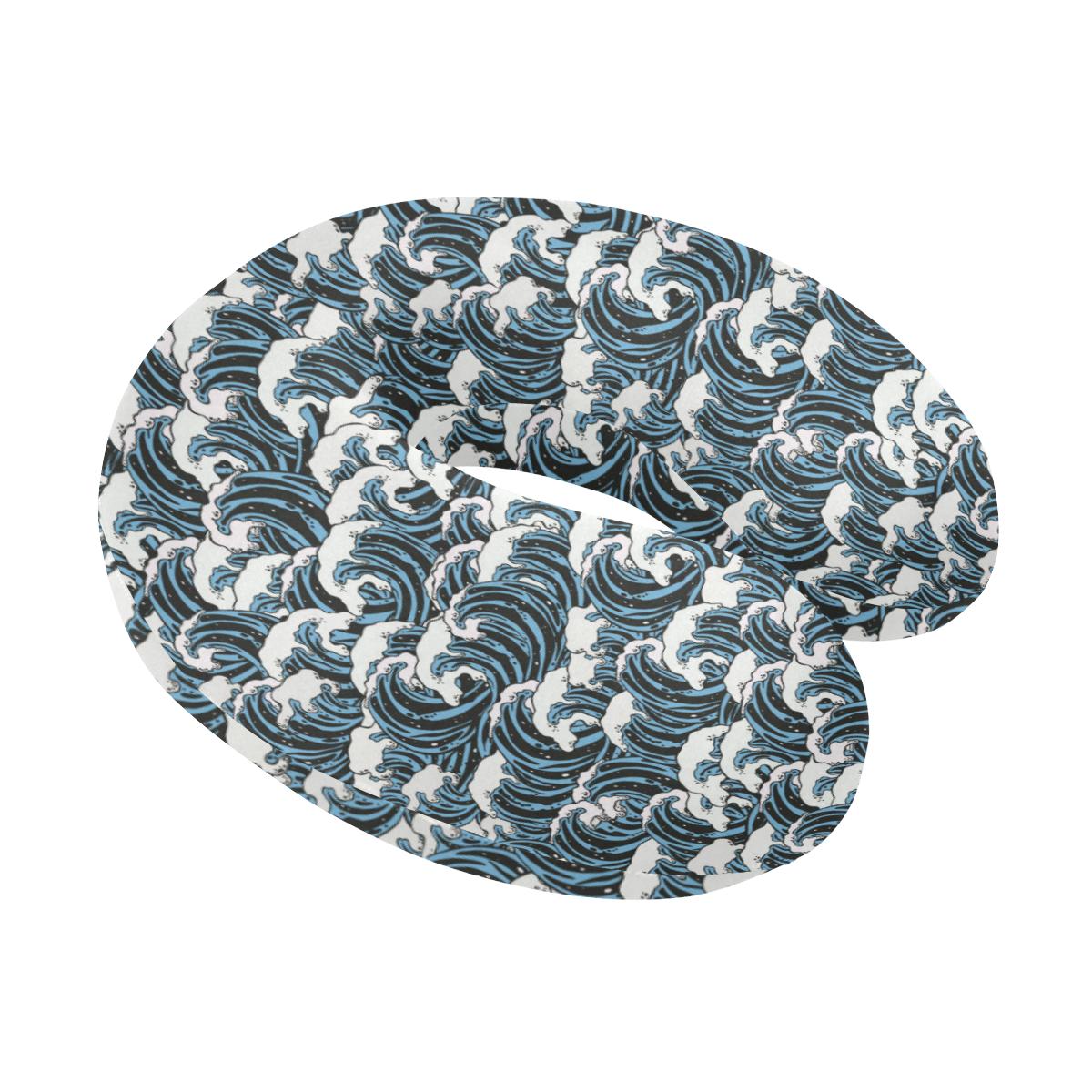 Surf Wave Pattern Print U-Shaped Travel Neck Pillow-JTAMIGO.COM