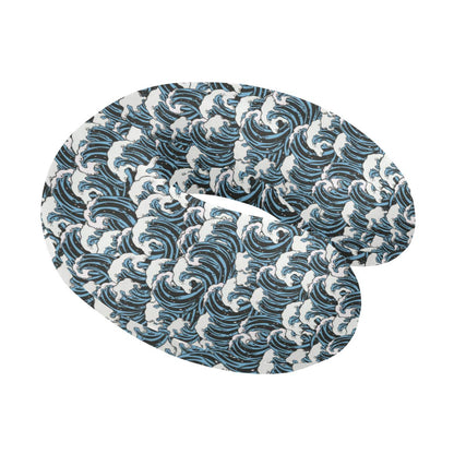 Surf Wave Pattern Print U-Shaped Travel Neck Pillow-JTAMIGO.COM