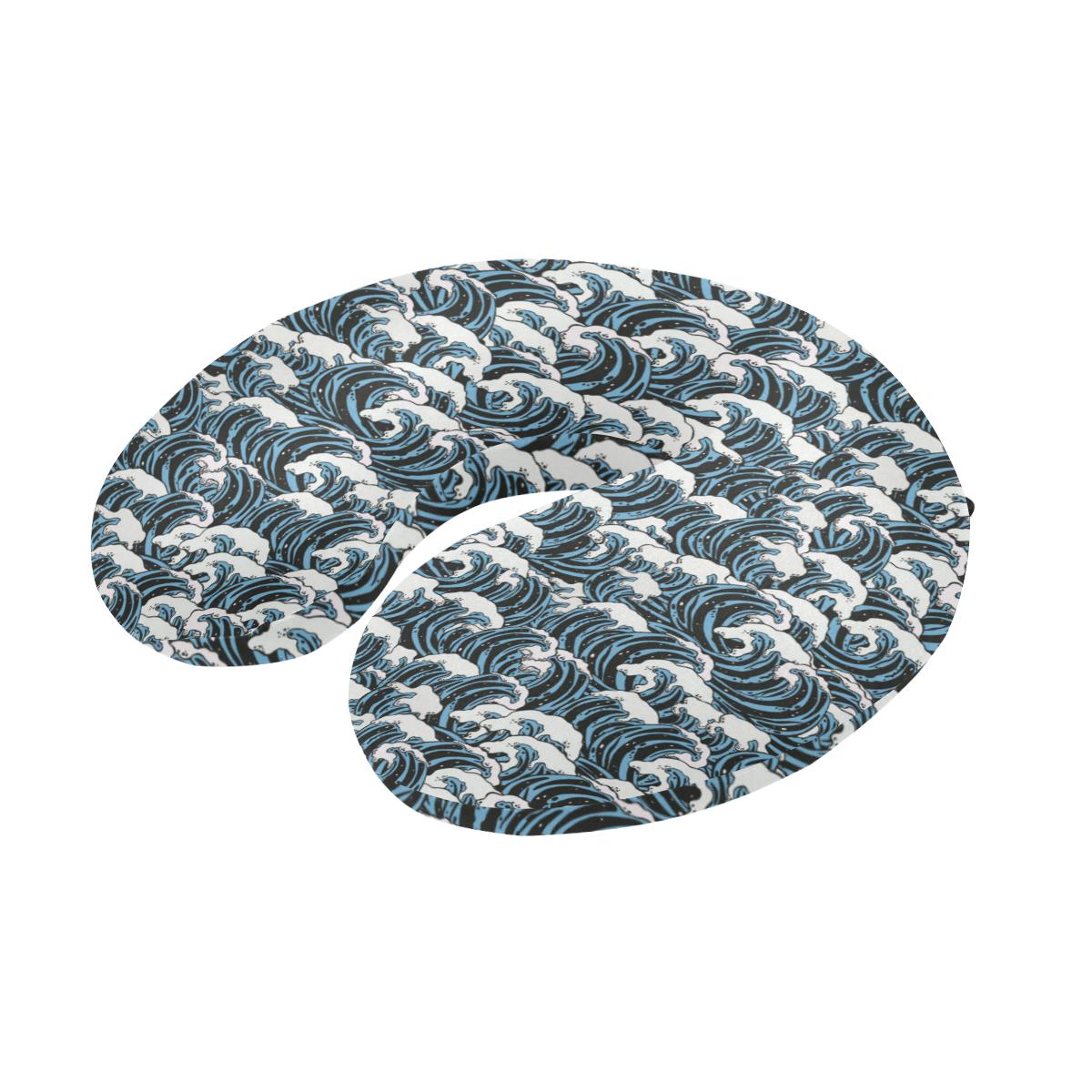 Surf Wave Pattern Print U-Shaped Travel Neck Pillow-JTAMIGO.COM