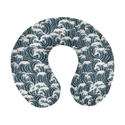 Surf Wave Pattern Print U-Shaped Travel Neck Pillow-JTAMIGO.COM
