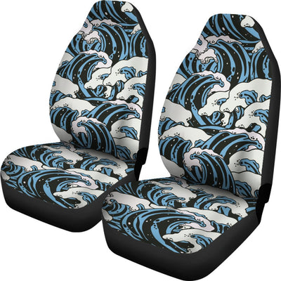 Surf Wave Pattern Print Universal Fit Car Seat Covers