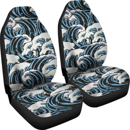 Surf Wave Pattern Print Universal Fit Car Seat Covers