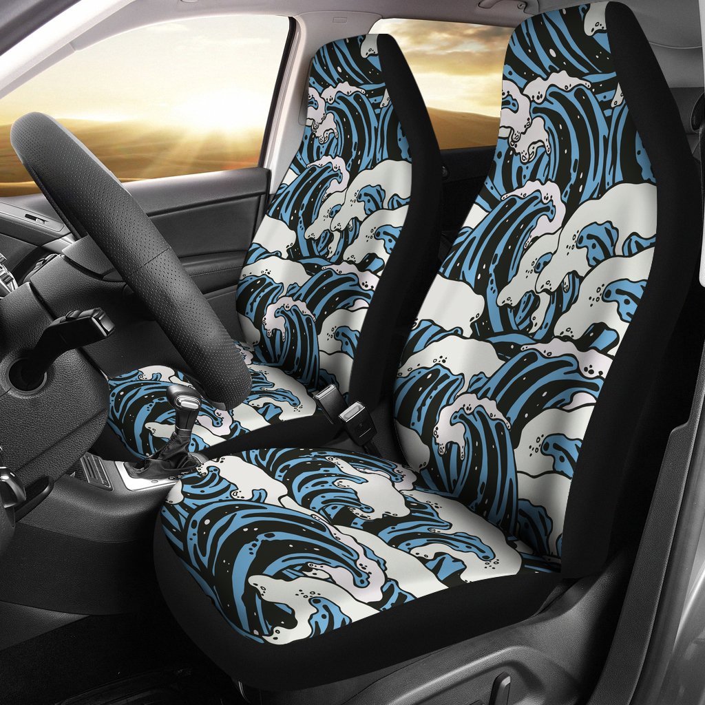 Surf Wave Pattern Print Universal Fit Car Seat Covers
