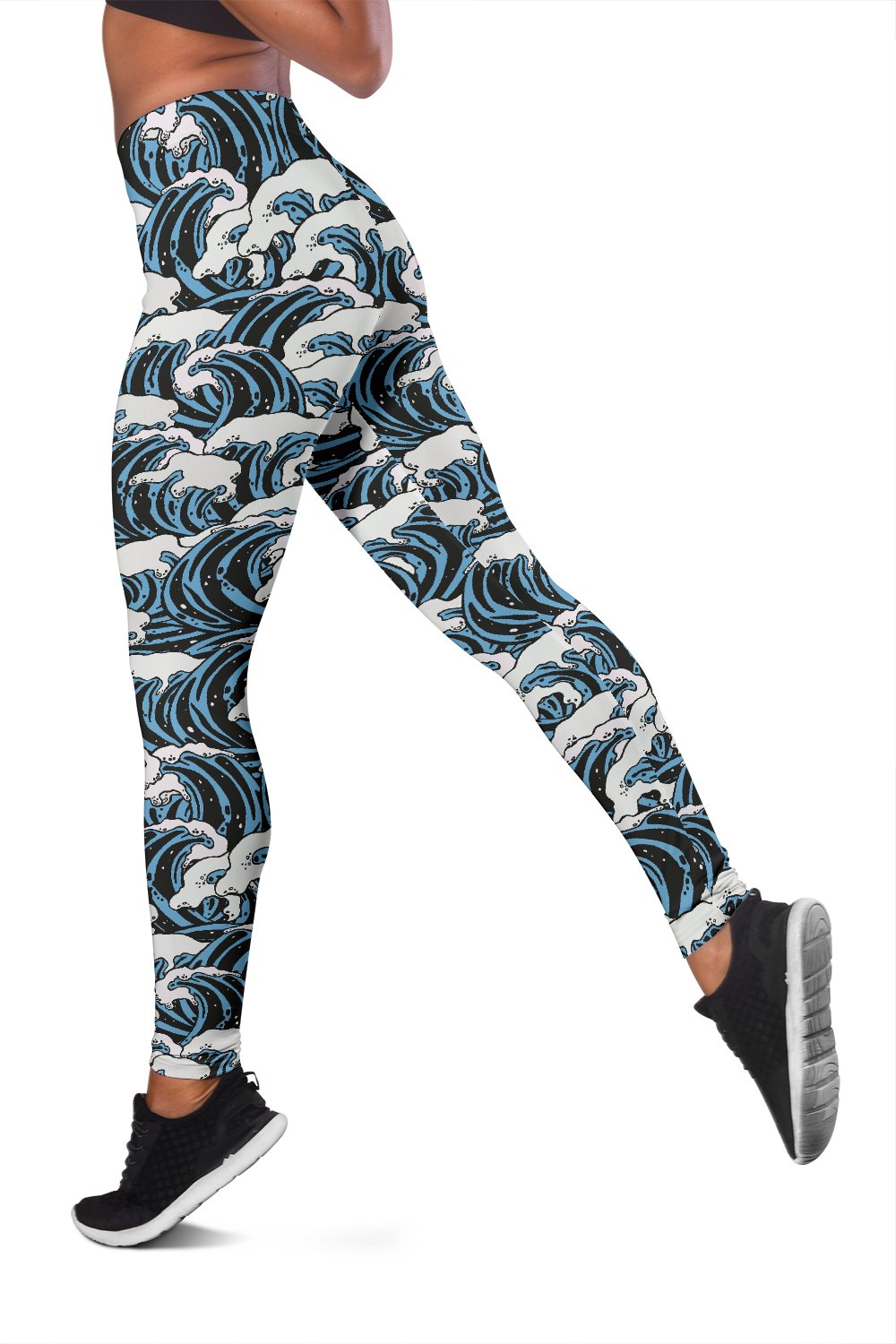 Surf Wave Pattern Print Women Leggings