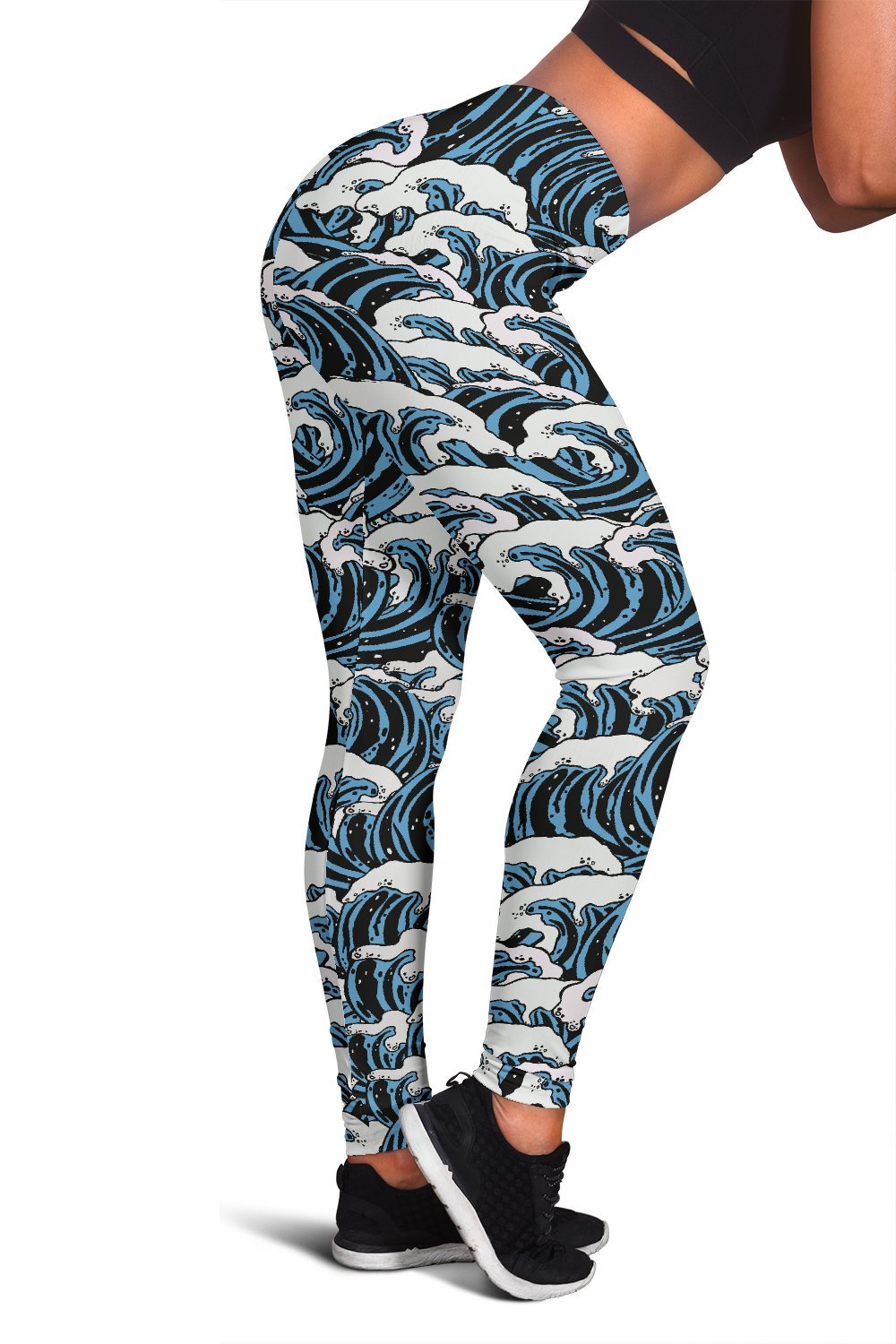 Surf Wave Pattern Print Women Leggings