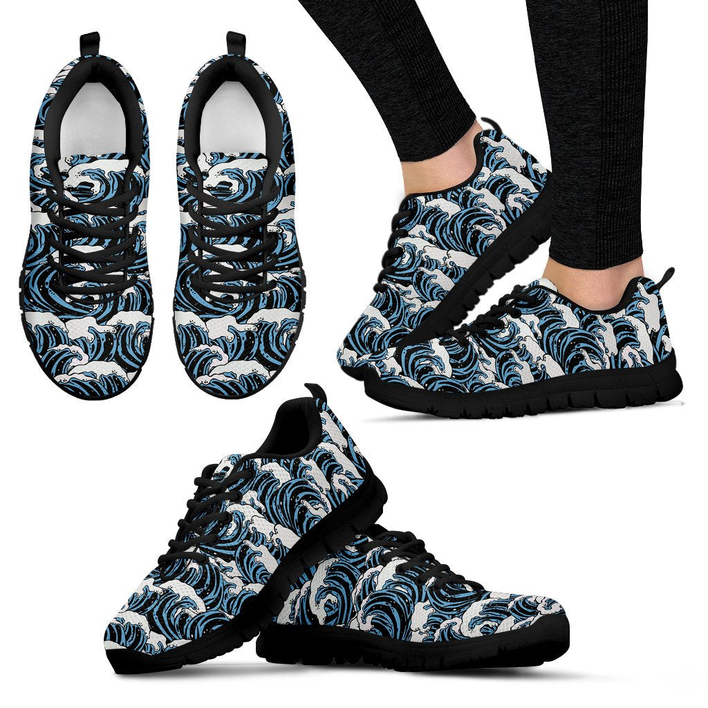Surf Wave Pattern Print Women Sneakers Shoes