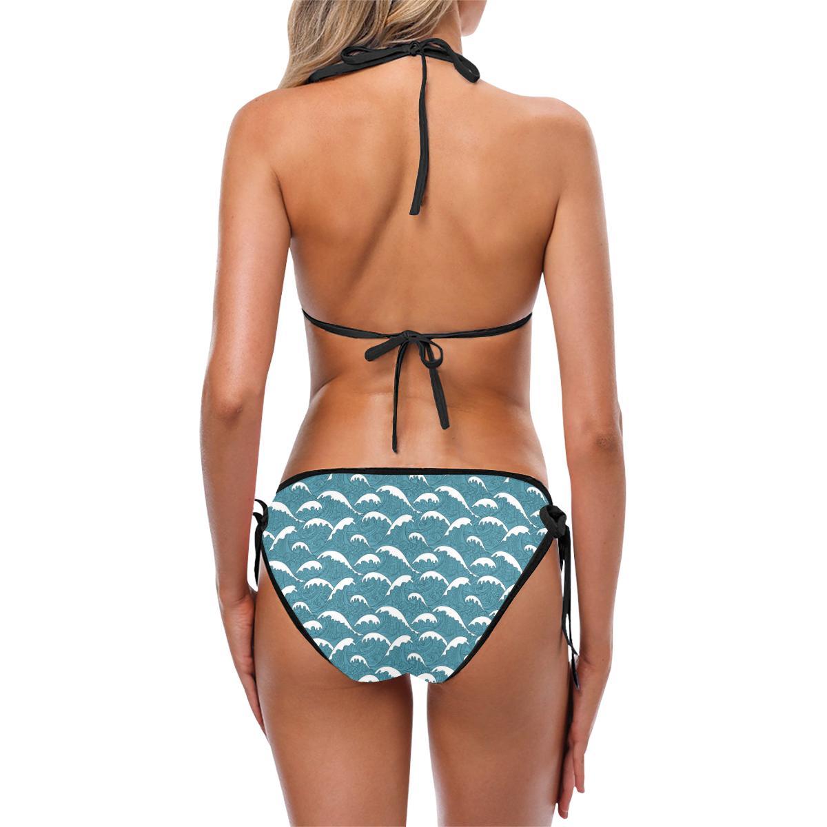 Surf Wave Tribal Design Bikini Swimsuit-JTAMIGO.COM