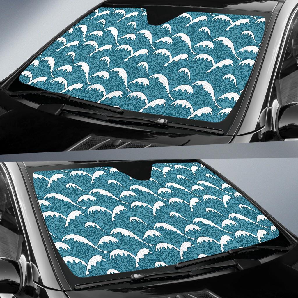 Surf Wave Tribal Design Car Sun Shade For Windshield